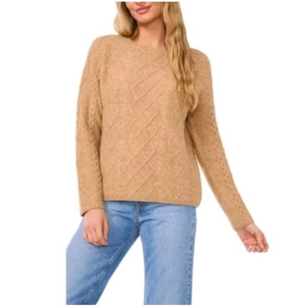 NWT Vince Camuto Cable‎ Knit Sweater in Latte Heather Size XL